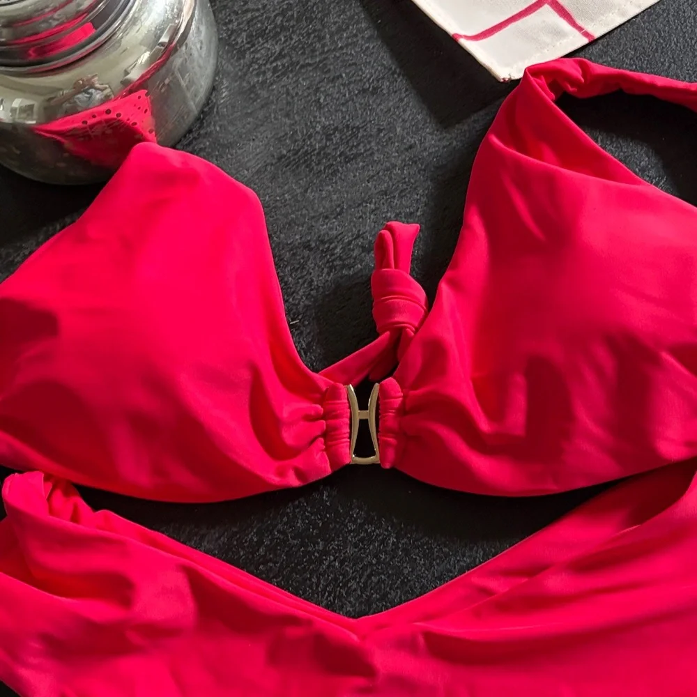 Amazon Hot red  Knot Front Bikini Set 2 pc piece nwot - Picture 3 of 4